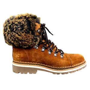 Sam Edelman Women’s Bowen Brown Suede Faux Fur Cuffed Winter Boot Size US 7
